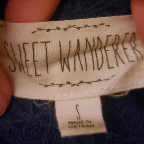 Sweet Wanderer Blue Lace Detail Top Women's Small S Baby Doll Cute Feminine EUC - Picture 4 of 6